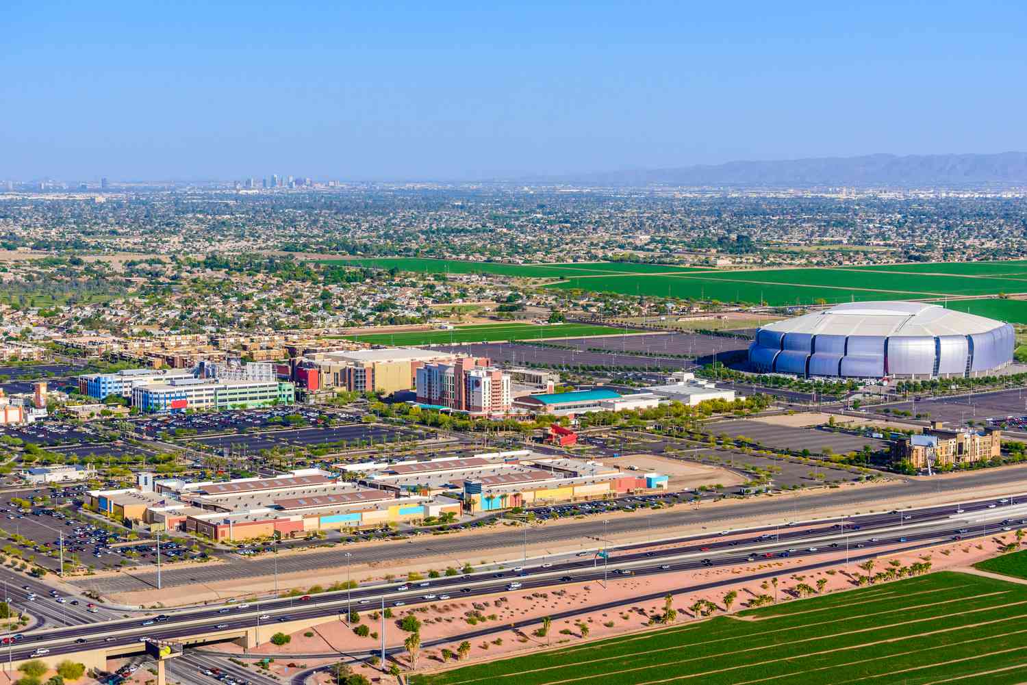 Aerial view of desert mountains and residential areas near Cave Creek Arizona